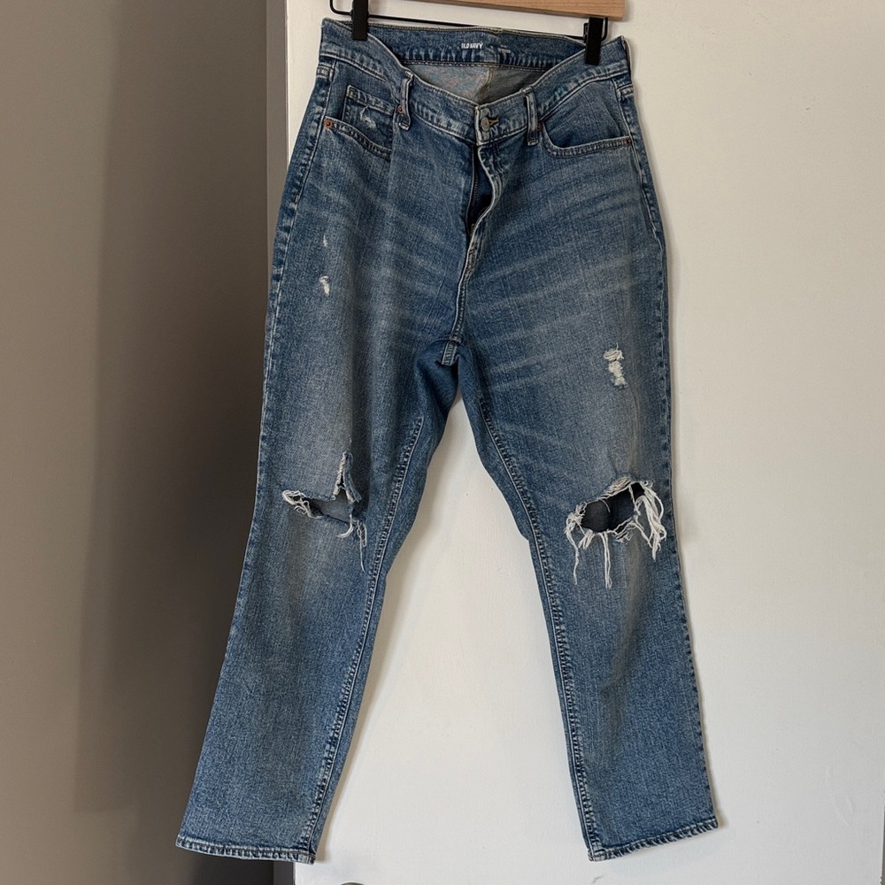 Old Navy Blue Distressed Boyfriend Jeans